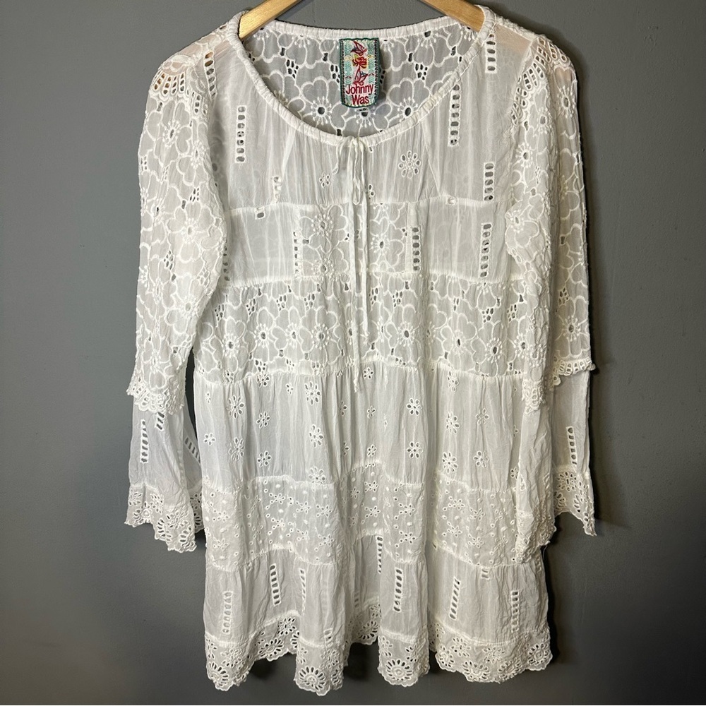 Johnny Was Eyelet Tunic Top